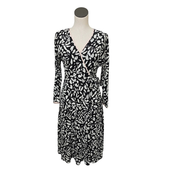Eliza J Black & White Faux-Wrap Midi Dress Special Occasion Event Womens Size 2 - Picture 1 of 12